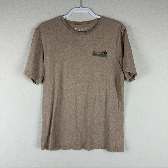 Travis Mathew Tan Brown Always on Vacation Short Sleeve Back Graphic Tee Medium - Picture 1 of 7